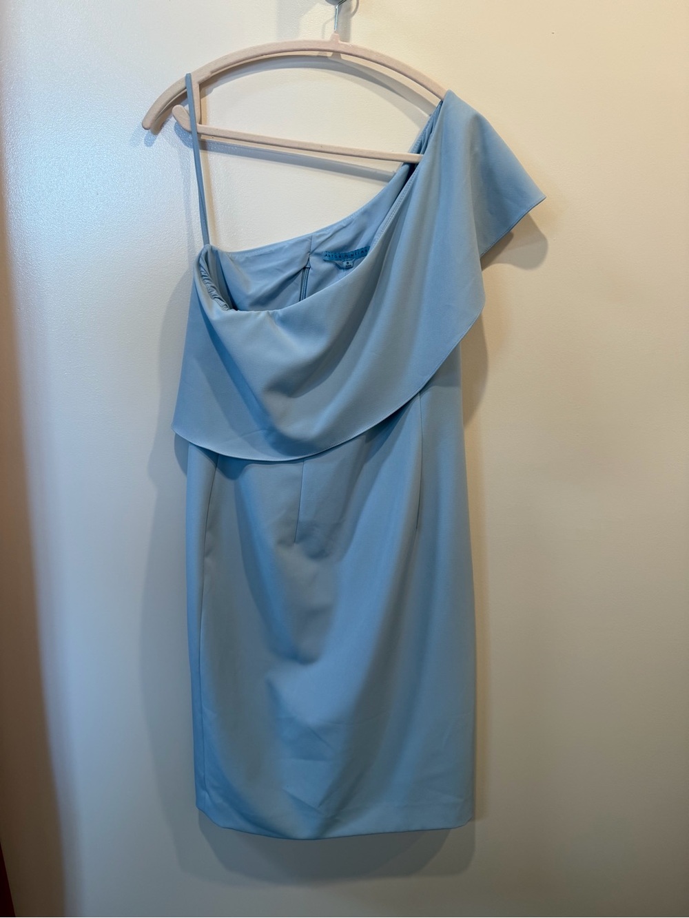ANTONIO MELANI One-Shoulder Dusty Blue Cocktail Dress